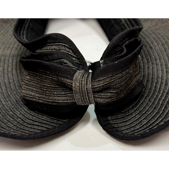 Sun Visor Hat Wide Brim Brown Woven Bow Adjustable Outdoor Shade Travel Packable - Picture 3 of 7
